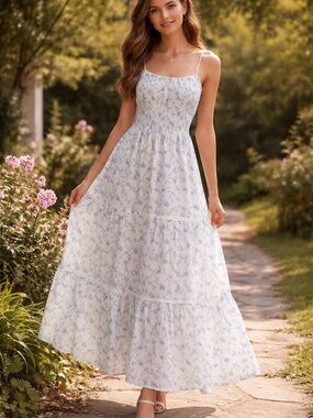 Altar'd State Floral Midi Dress Tiered Ruffles Cottagecore Feminine XS EUC